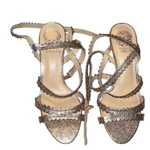 Vince Camuto Gold Leather Strappy Women's Sandals 8 M